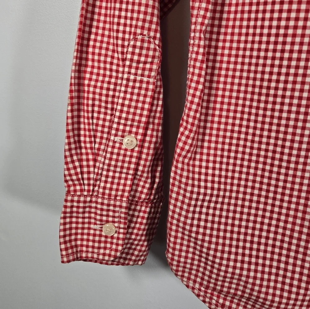 Ralph Lauren Boys Red Gingham Button Down‎ Shirt Size Medium Long Sleeve